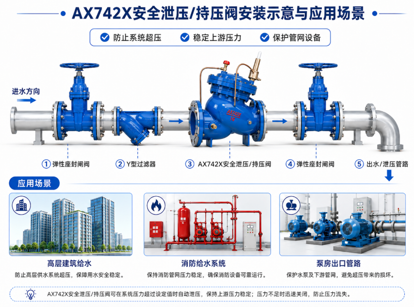 AX742X安全泄压/持压阀的安装位置应用场景 AX742X安全泄压/持压阀的安装位置应用场景