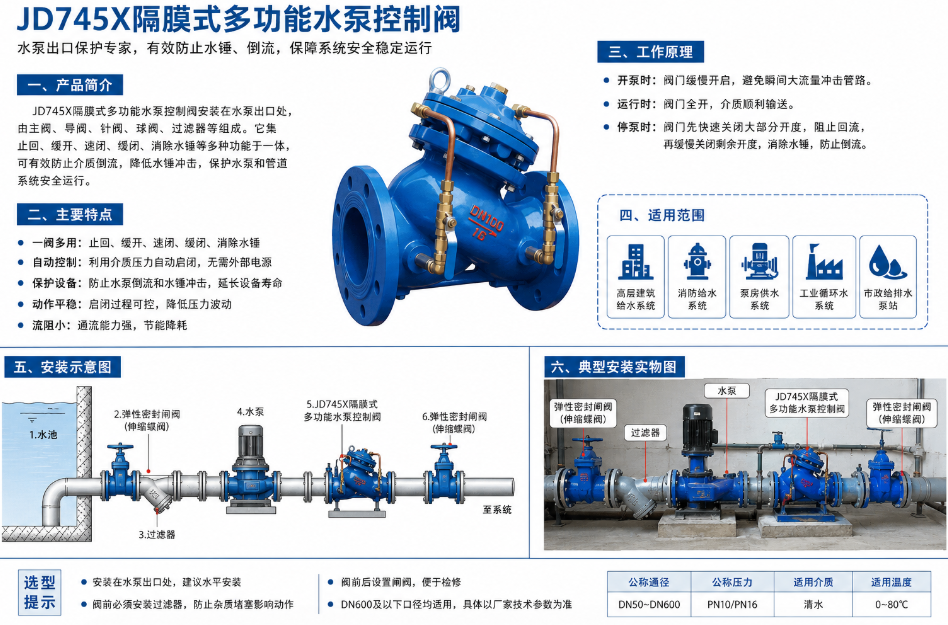 JD745X隔膜式多功能水泵控制阀工作原理
