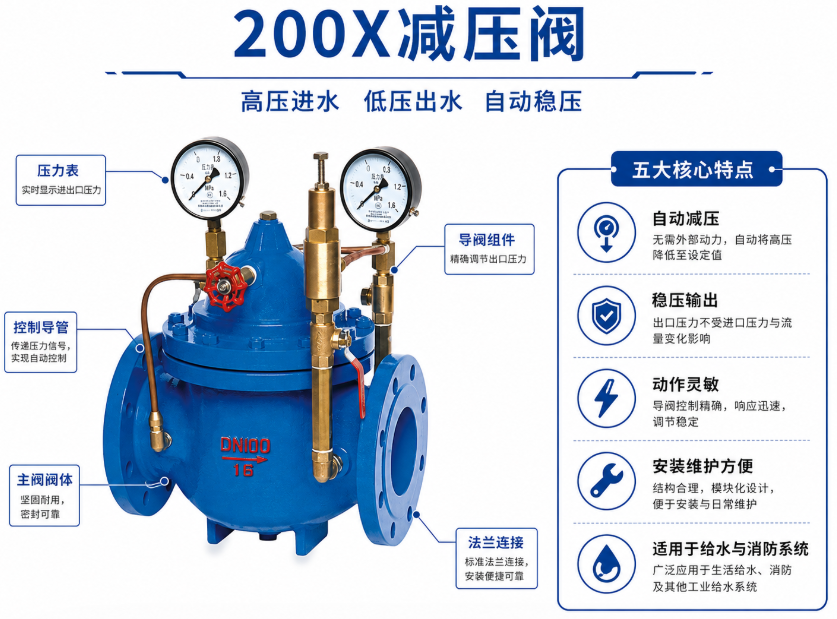 200X减压阀的结构组成 200X减压阀的结构组成