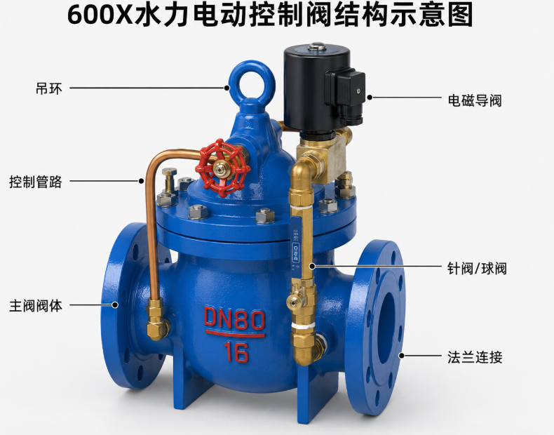 600X水力电动控制阀的结构