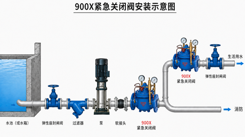 900X紧急关闭阀安装示意图