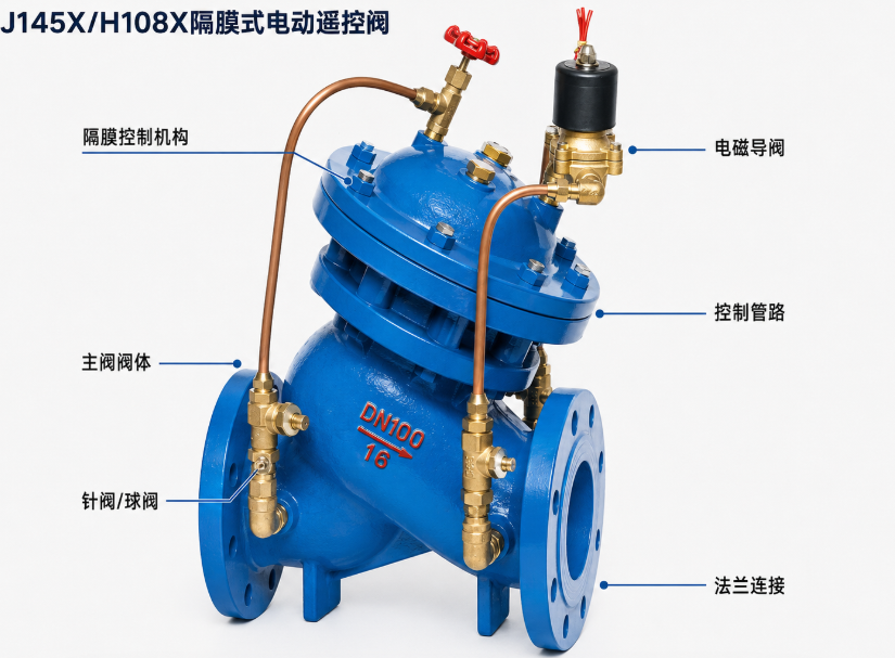 J145X/H108X隔膜式电动遥控阀结构