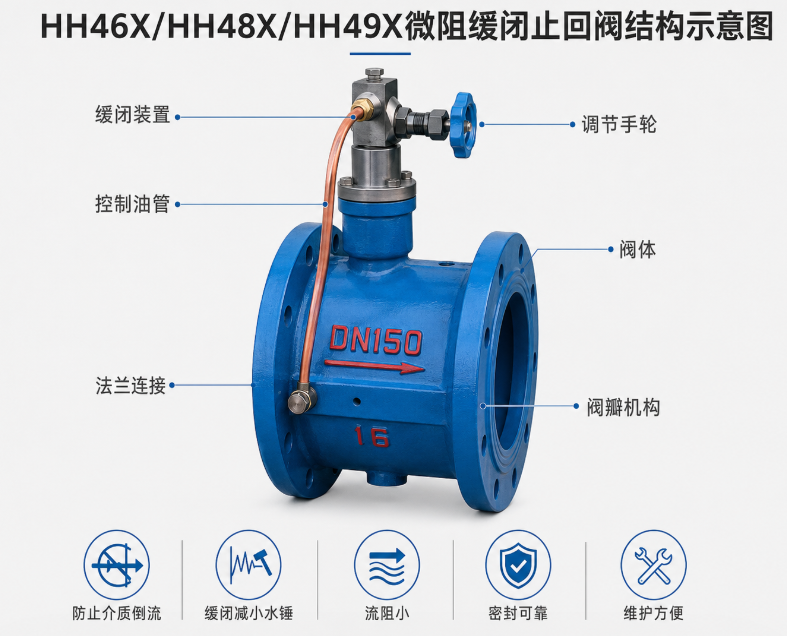 HH46X/HH48X/HH49X微阻缓闭止回阀结构图